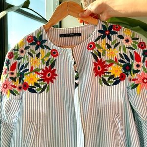 Embroidered A-line jacket